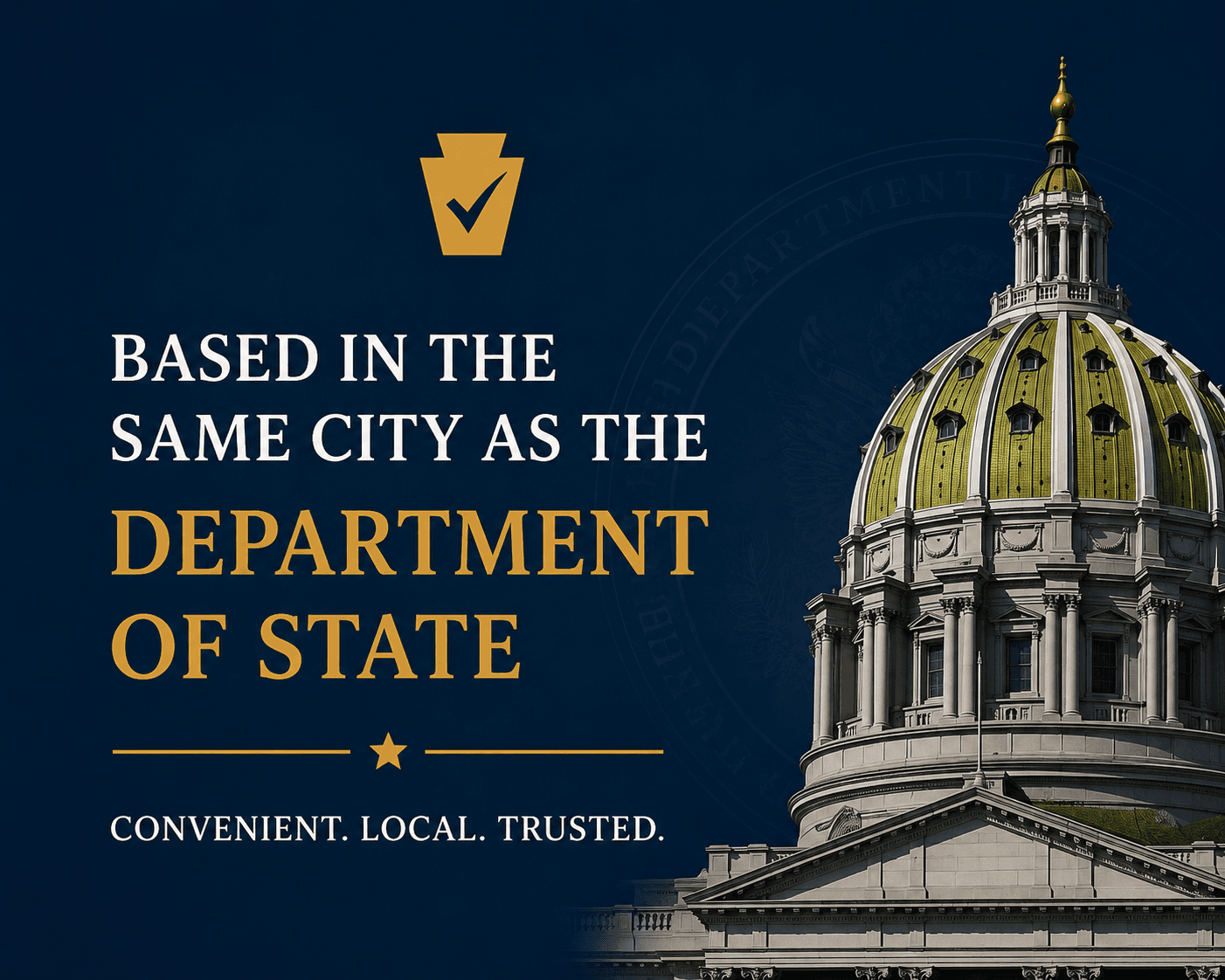 Harrisburg, Pennsylvania, home of the PA Department of State.